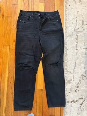 American Eagle Outfitters Men's Black Slim Straight Distressed Jeans